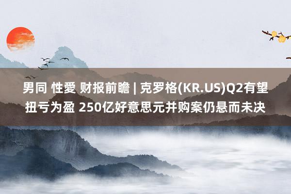 男同 性愛 财报前瞻 | 克罗格(KR.US)Q2有望扭亏为盈 250亿好意思元并购案仍悬而未决