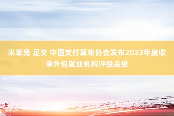 米菲兔 足交 中国支付算帐协会发布2023年度收单外包就业机构评级品级