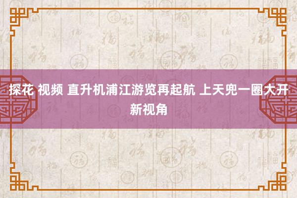 探花 视频 直升机浦江游览再起航 上天兜一圈大开新视角