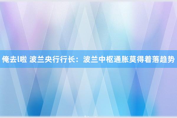 俺去l啦 波兰央行行长：波兰中枢通胀莫得着落趋势