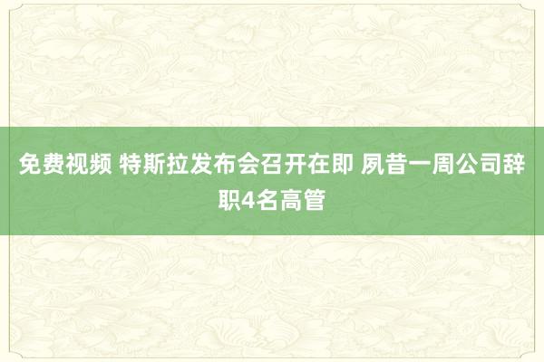 免费视频 特斯拉发布会召开在即 夙昔一周公司辞职4名高管