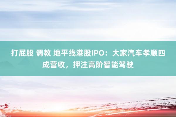 打屁股 调教 地平线港股IPO：大家汽车孝顺四成营收，押注高阶智能驾驶