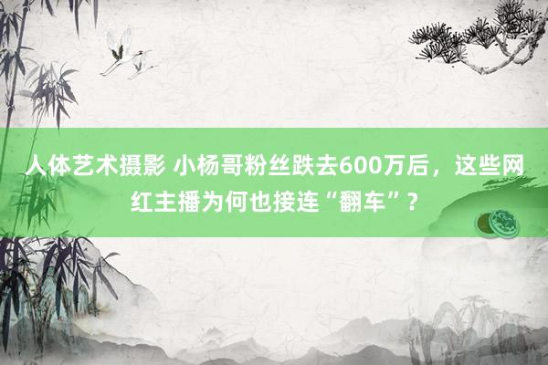 人体艺术摄影 小杨哥粉丝跌去600万后，这些网红主播为何也接连“翻车”？