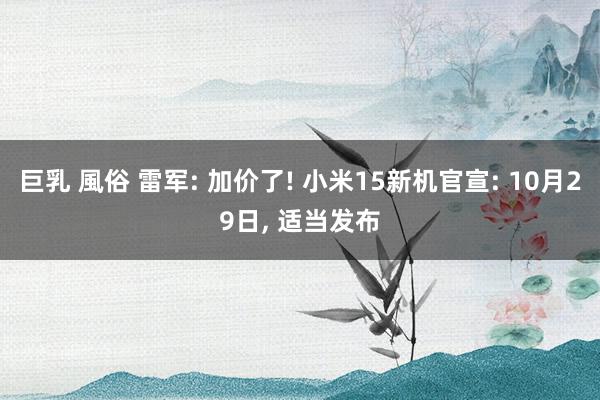 巨乳 風俗 雷军: 加价了! 小米15新机官宣: 10月29日, 适当发布