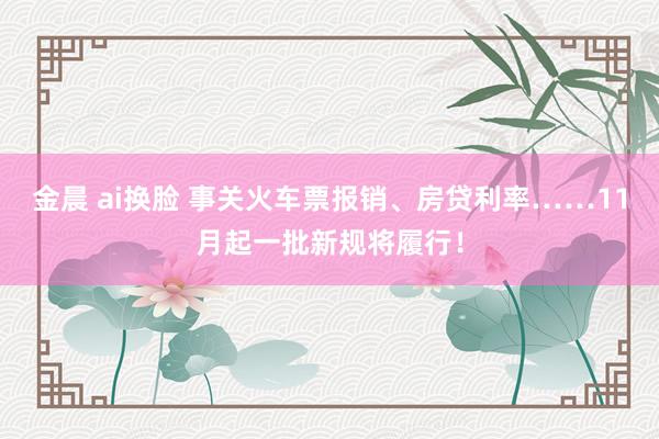 金晨 ai换脸 事关火车票报销、房贷利率……11月起一批新规将履行！