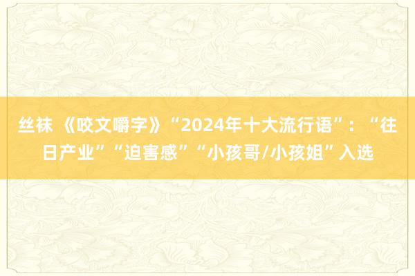 丝袜 《咬文嚼字》“2024年十大流行语”：“往日产业”“迫害感”“小孩哥/小孩姐”入选