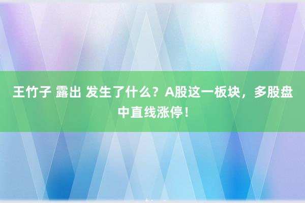 王竹子 露出 发生了什么？A股这一板块，多股盘中直线涨停！