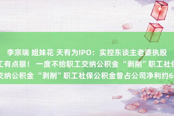 李宗瑞 姐妹花 天有为IPO：实控东谈主老婆执股近90%将“暴富” 对职工有点狠！ 一度不给职工交纳公积金 “剥削”职工社保公积金曾占公司净利约60