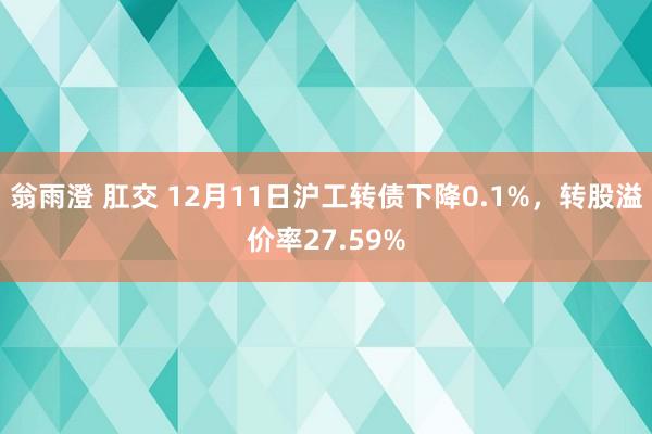 翁雨澄 肛交 12月11日沪工转债下降0.1%，转股溢价率27.59%