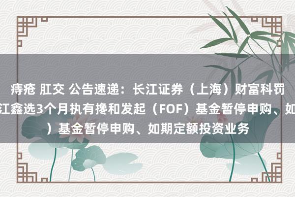 痔疮 肛交 公告速递：长江证券（上海）财富科罚有限公司对于长江鑫选3个月执有搀和发起（FOF）基金暂停申购、如期定额投资业务