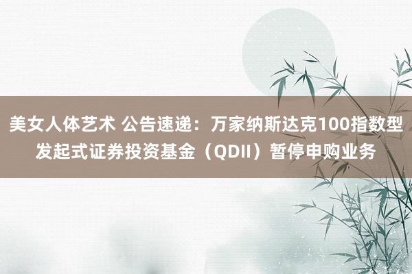 美女人体艺术 公告速递：万家纳斯达克100指数型发起式证券投资基金（QDII）暂停申购业务