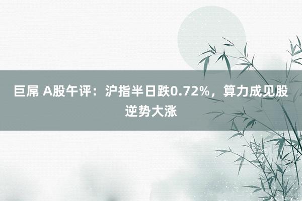 巨屌 A股午评：沪指半日跌0.72%，算力成见股逆势大涨