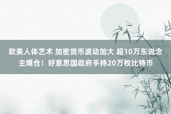 欧美人体艺术 加密货币波动加大 超10万东说念主爆仓！好意思国政府手持20万枚比特币