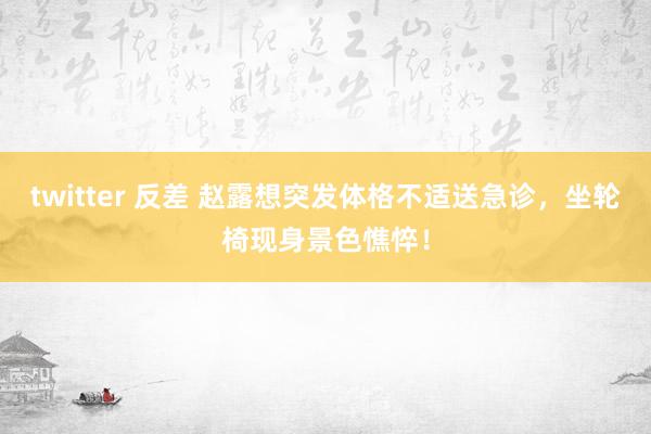 twitter 反差 赵露想突发体格不适送急诊，坐轮椅现身景色憔悴！