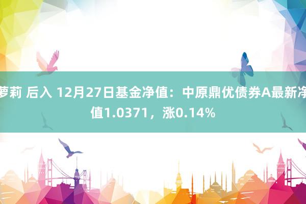 萝莉 后入 12月27日基金净值：中原鼎优债券A最新净值1.0371，涨0.14%