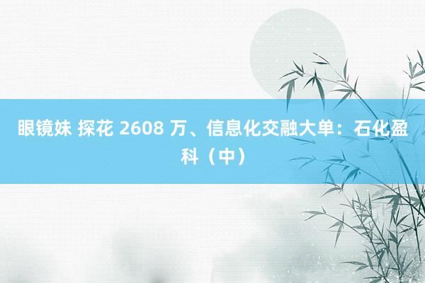 眼镜妹 探花 2608 万、信息化交融大单：石化盈科（中）