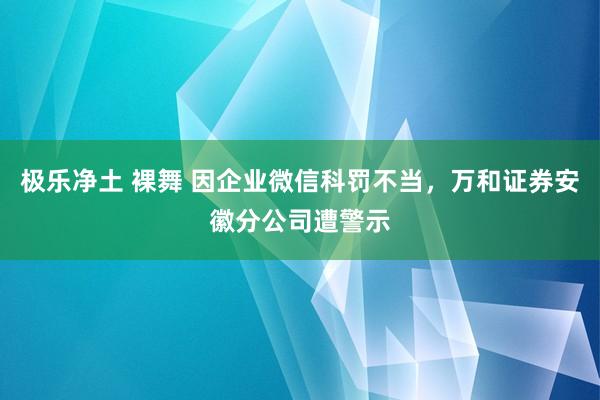 极乐净土 裸舞 因企业微信科罚不当，万和证券安徽分公司遭警示