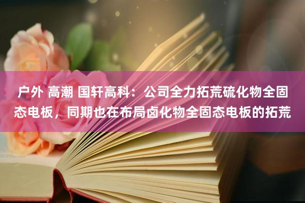 户外 高潮 国轩高科：公司全力拓荒硫化物全固态电板，同期也在布局卤化物全固态电板的拓荒