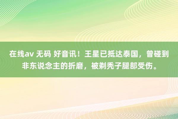 在线av 无码 好音讯！王星已抵达泰国，曾碰到非东说念主的折磨，被剃秃子腿部受伤。